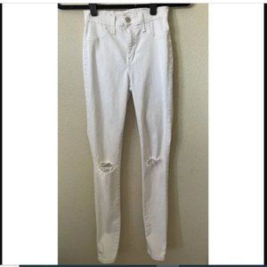 White High Waist Distressed Stretchy Skinny Jeggings Size 25 Inseam 30